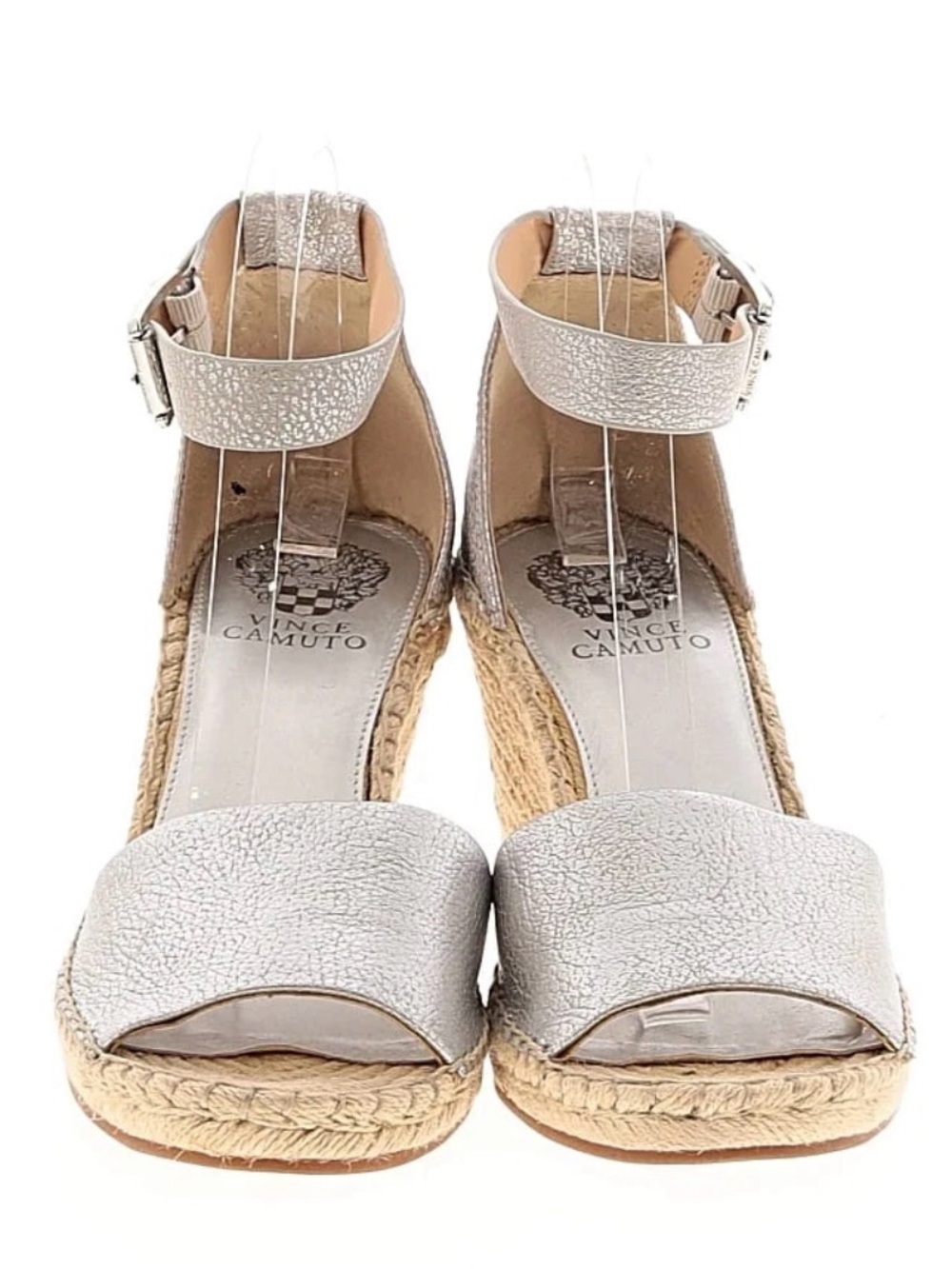 Vince Camuto Metallic Silver Espadrille Wedge Sandals